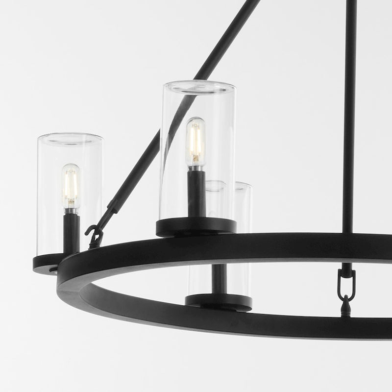Quorum Gentry 6Lt Wet Chandelier, Matte Black/Clear