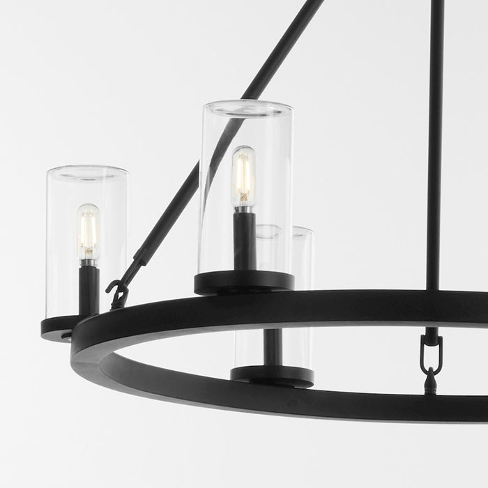 Quorum Gentry 6Lt Wet Chandelier, Matte Black/Clear
