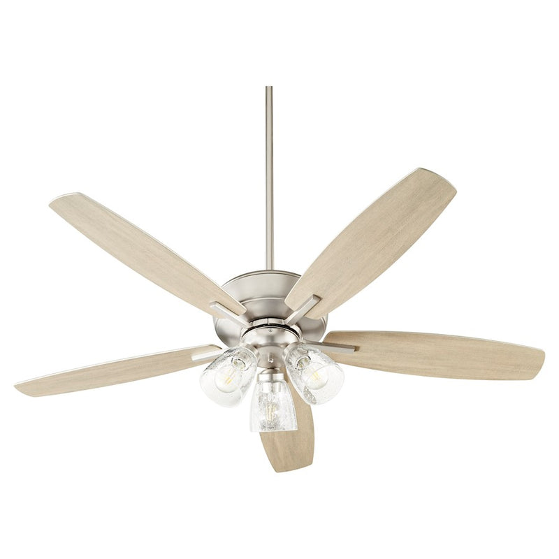 Quorum Breeze 3 Light Ceiling Fan, Satin Nickel