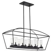 Quorum Odeon 10Lt Wet Linear Chandelier, Matte Black/Clear - 71-10-59