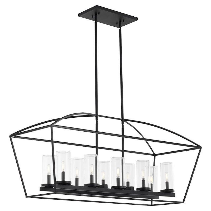 Quorum Odeon 10Lt Wet Linear Chandelier, Matte Black/Clear