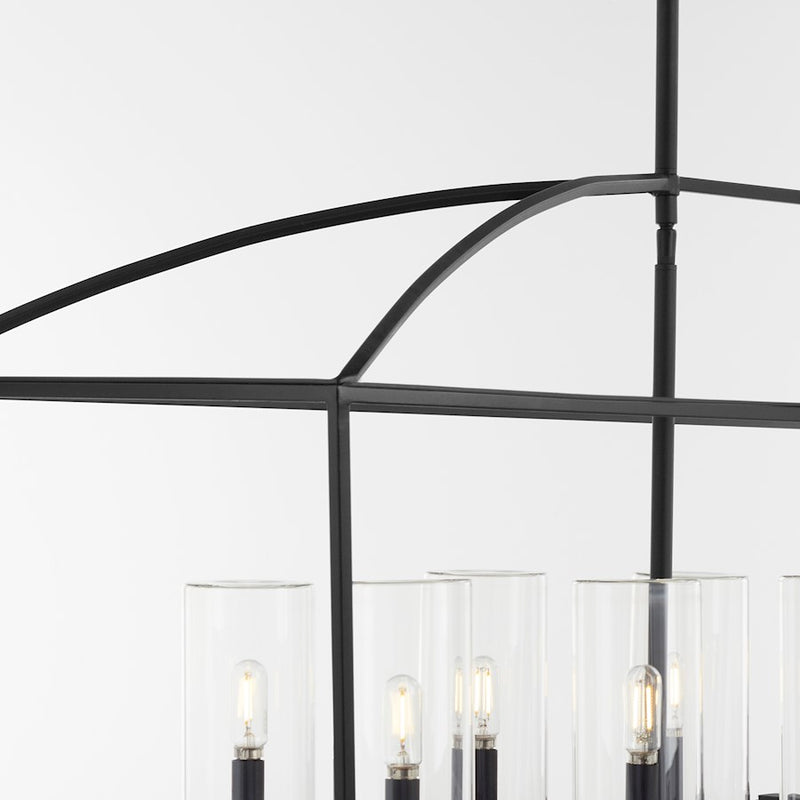 Quorum Odeon 10Lt Wet Linear Chandelier, Matte Black/Clear