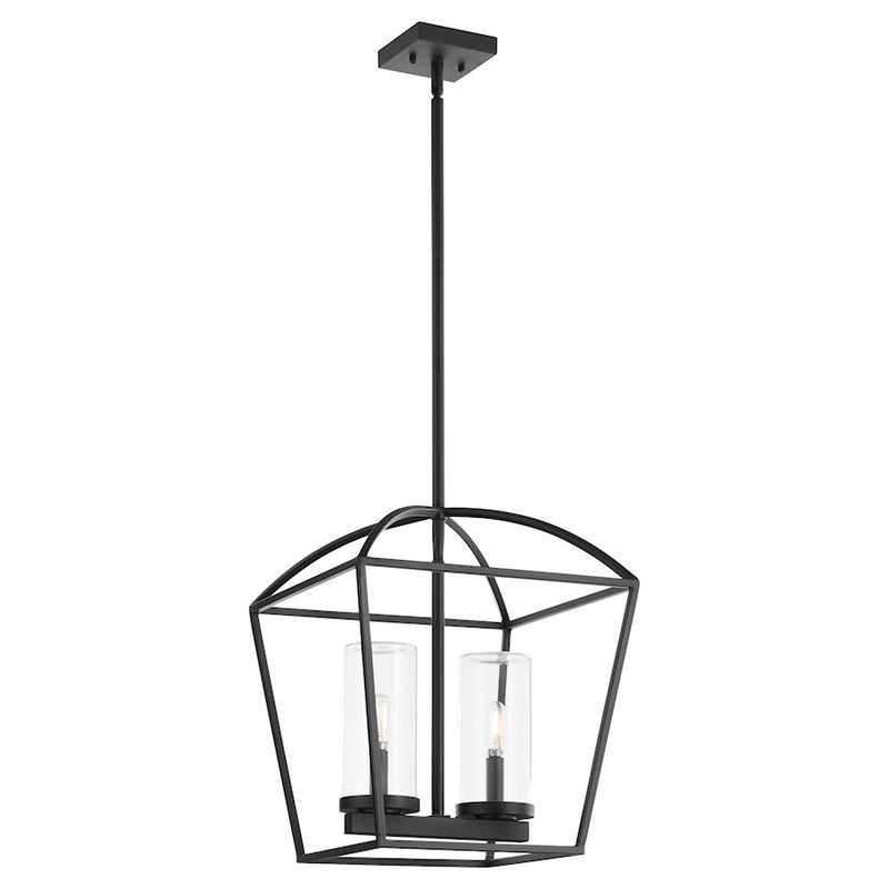 Quorum Odeon 2Lt Wet Pendant, Matte Black/Clear