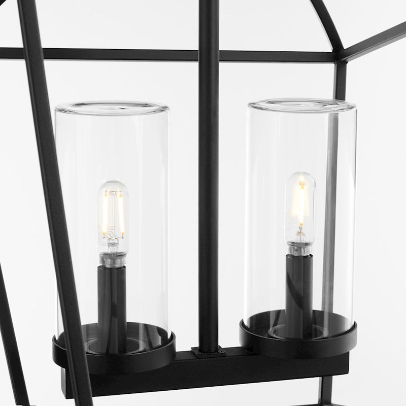Quorum Odeon 2Lt Wet Pendant, Matte Black/Clear