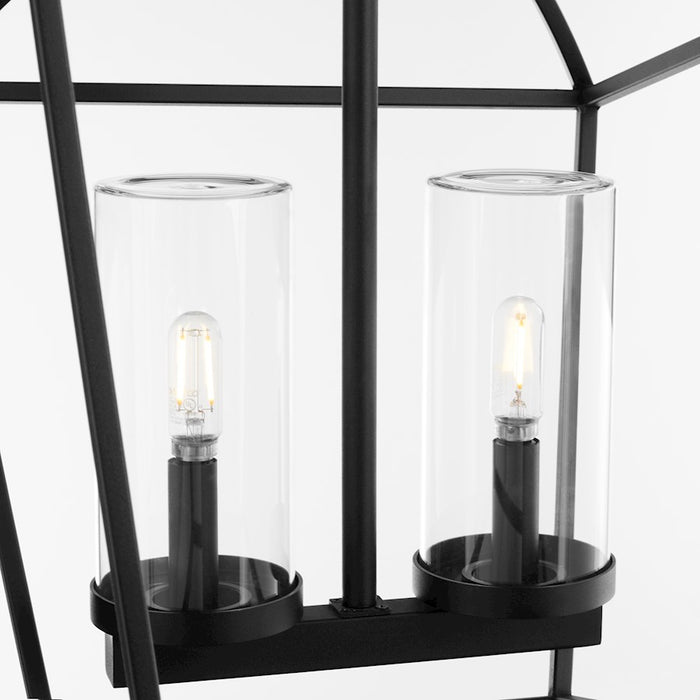 Quorum Odeon 2Lt Wet Pendant, Matte Black/Clear