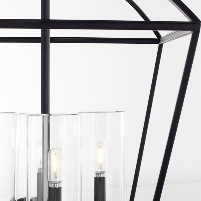 Quorum Odeon 4Lt Wet Pendant, Matte Black/Clear
