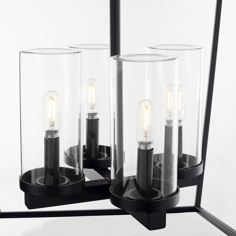 Quorum Odeon 4Lt Wet Pendant, Matte Black/Clear
