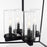Quorum Odeon 4Lt Wet Pendant, Matte Black/Clear