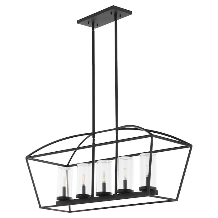 Quorum Odeon 5Lt Wet Linear Chandelier, Matte Black/Clear - 71-5-59