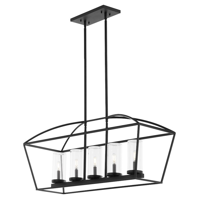 Quorum Odeon 5Lt Wet Linear Chandelier, Matte Black/Clear