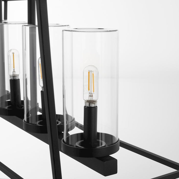 Quorum Odeon 5Lt Wet Linear Chandelier, Matte Black/Clear