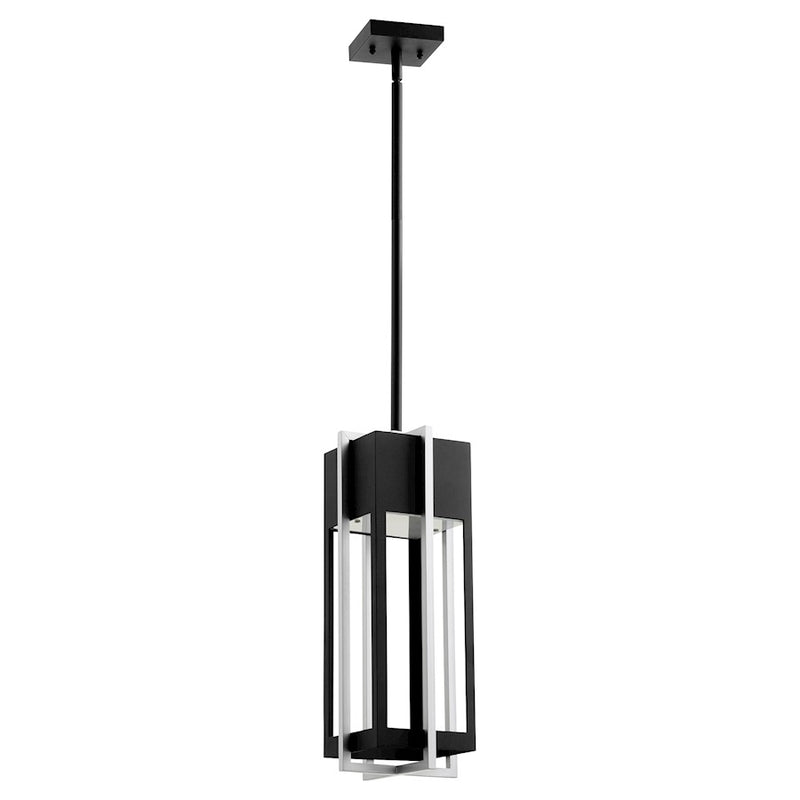 Quorum Al Fresco 1 Light 18" Pendant, Noir/Brushed Aluminum