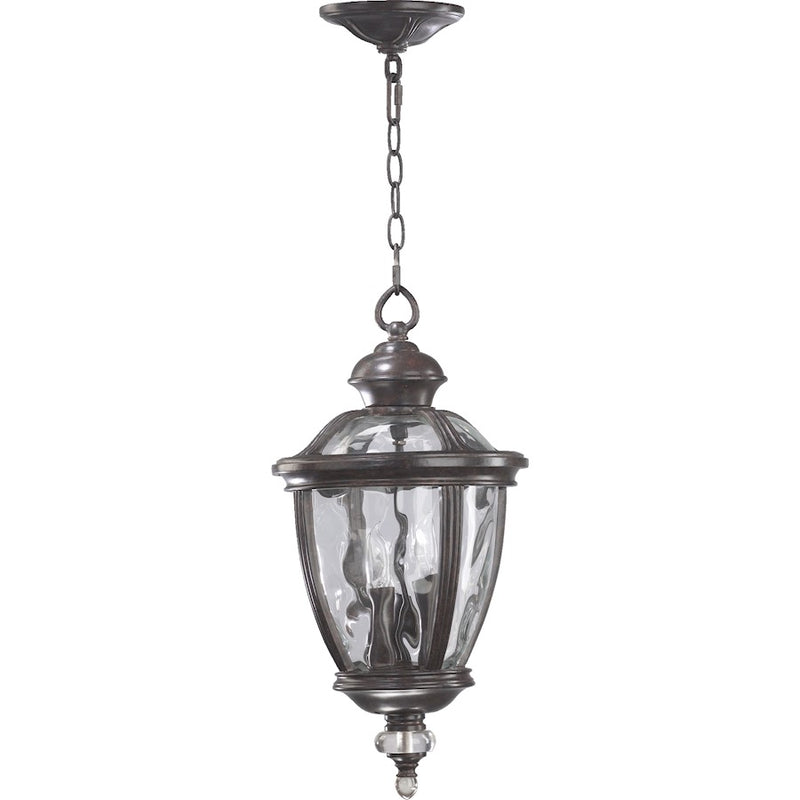 Quorum Sloane 3 Light Pendant, Baltic Granite Clear Rib