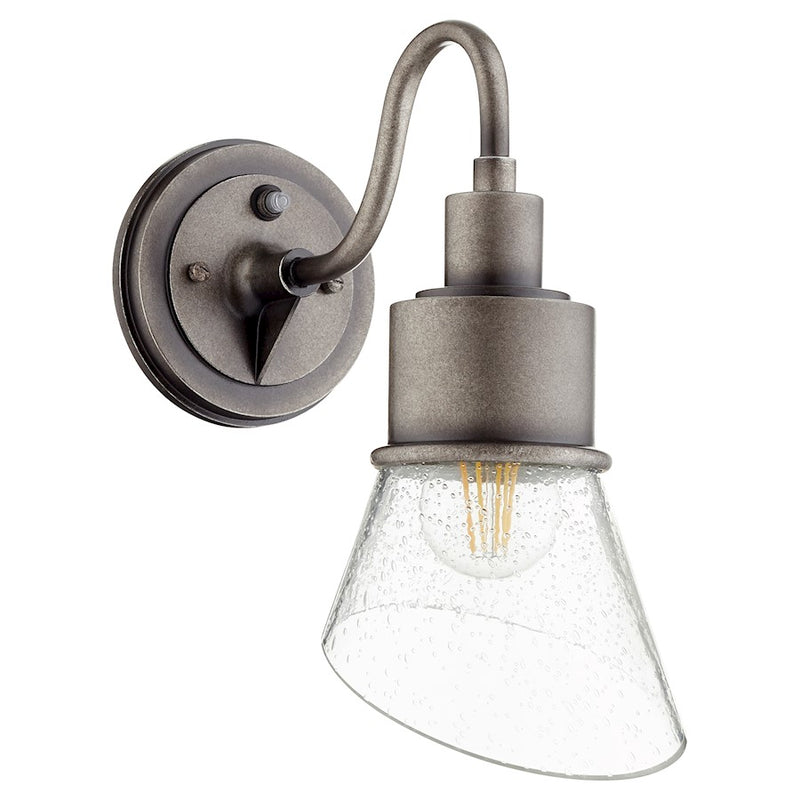Quorum Torrey Outdoor Small Wall Mount, Weathered Zinc/Clear-Seeded