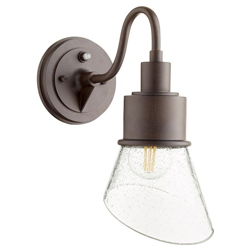 Quorum Torrey Outdoor Small Wall Mount, Oiled Bronze/Clear-Seeded