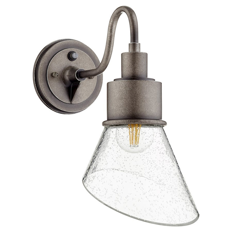 Quorum Torrey Outdoor Medium Wall Mount, Weathered Zinc/Clear-Seeded