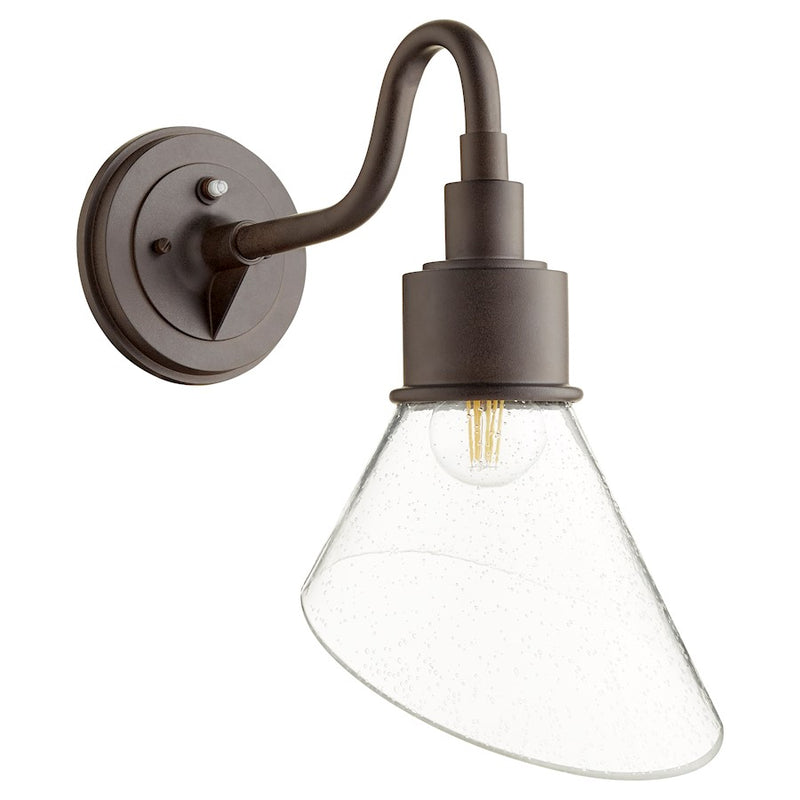 Quorum Torrey Outdoor Large Wall Mount, Oiled Bronze/Clear-Seeded