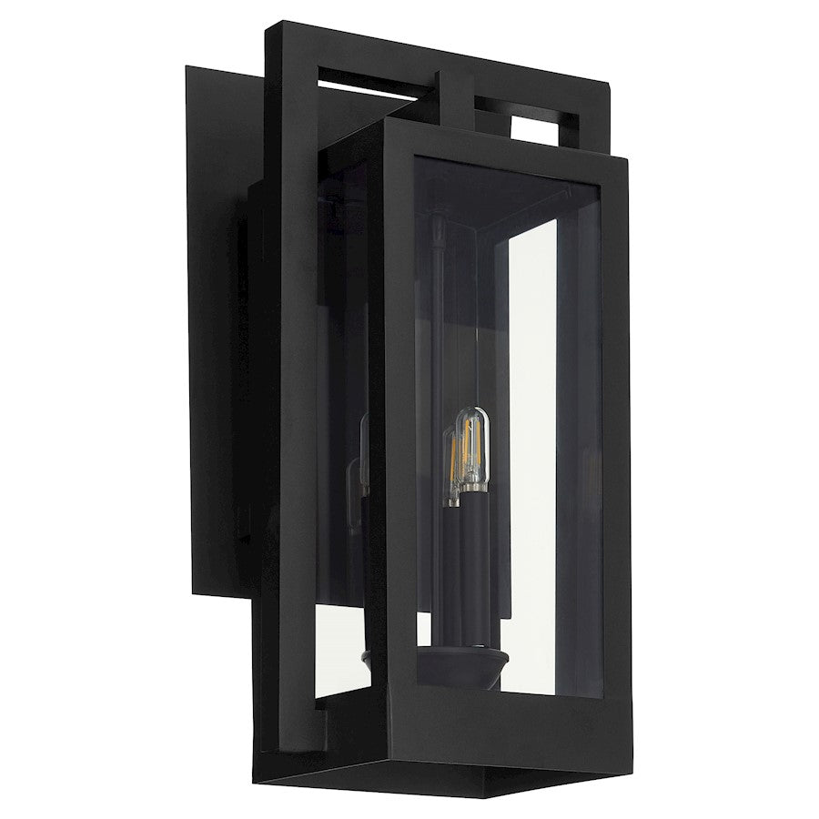 Quorum Marco 3 Light 22" Lantern, Textured Black/Clear