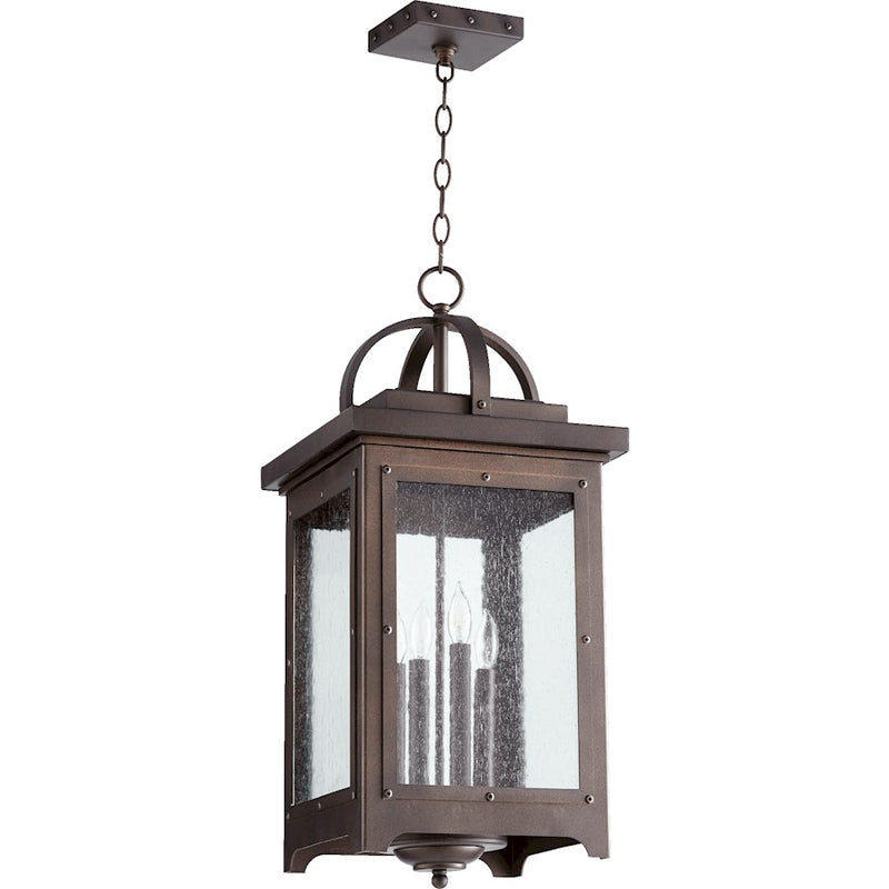 Quorum Riverdale 4-LT 12' Outdoor Pendant, Oiled Bronze