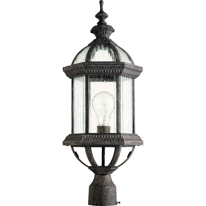 Quorum Stelton 1 Light Post Light, Baltic Granite