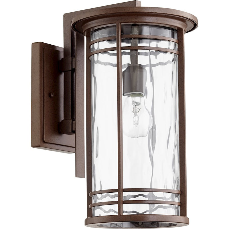 Quorum Larson 1-LT 9.25' Outdoor Lantern, Bronze/Clear Hammered