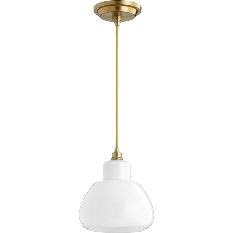 Quorum Opal Filament Pendant in Aged Brass /Opal