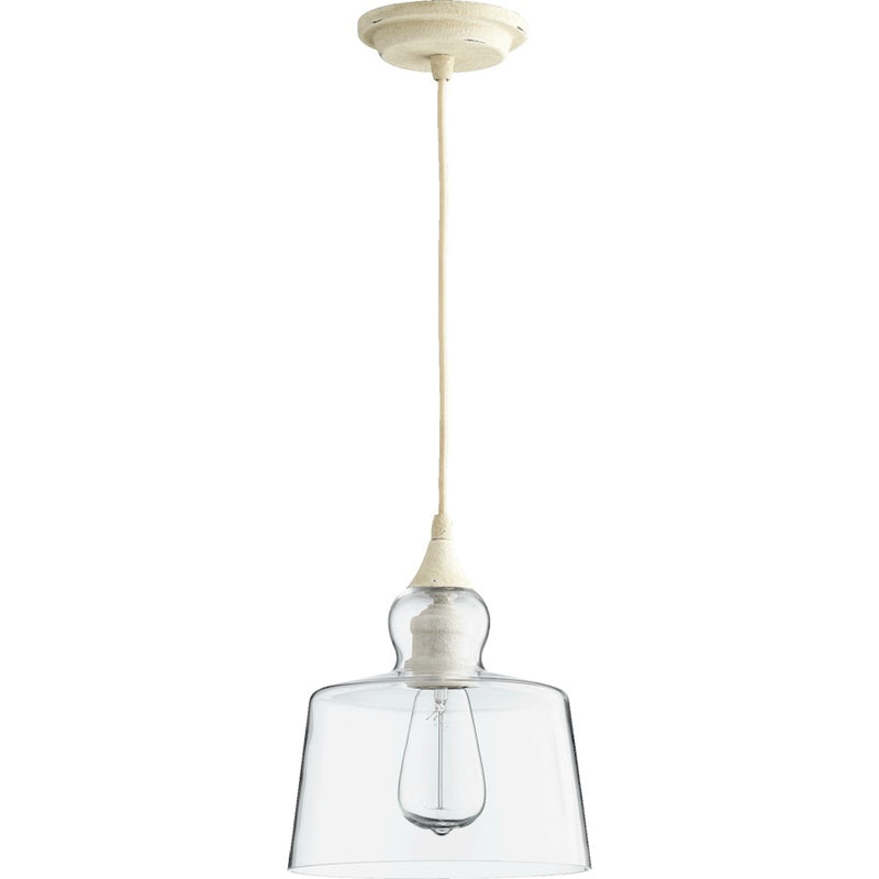 Quorum 1 Light Pendant, Persian White W/ Clear