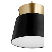 Quorum 1 Light Trapezoids Pendant, Noir/Aged Brass