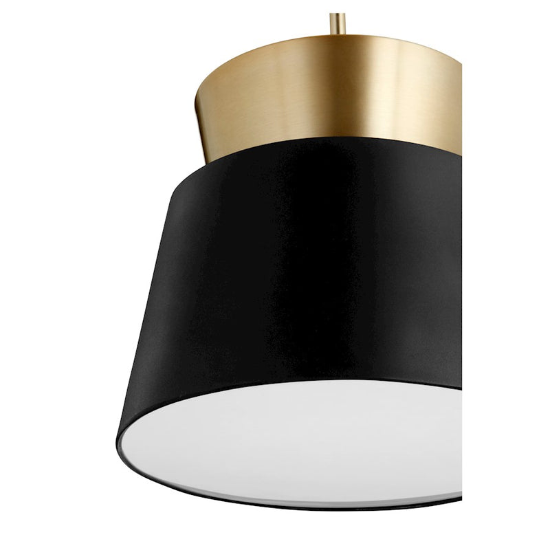 Quorum 1 Light Trapezoids Pendant, Noir/Aged Brass