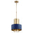 Quorum 1 Light Cylinder Drum Pendant, Aged Brass/Blue