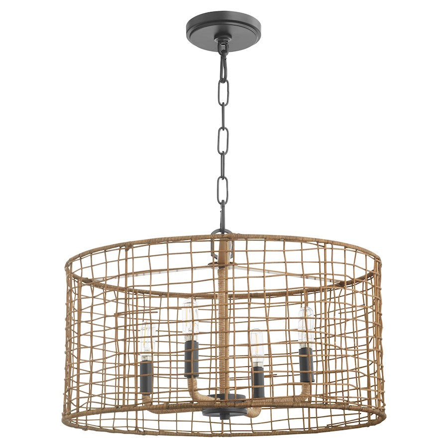 Quorum Abaca 4Lt Pendant, Matte Black - 8023-4-59