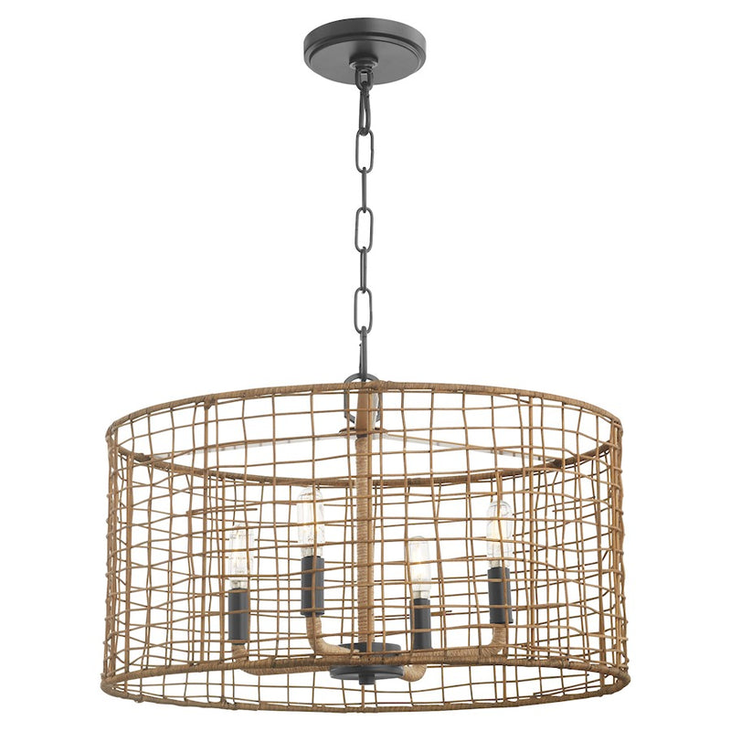 Quorum Abaca 4Lt Pendant, Matte Black