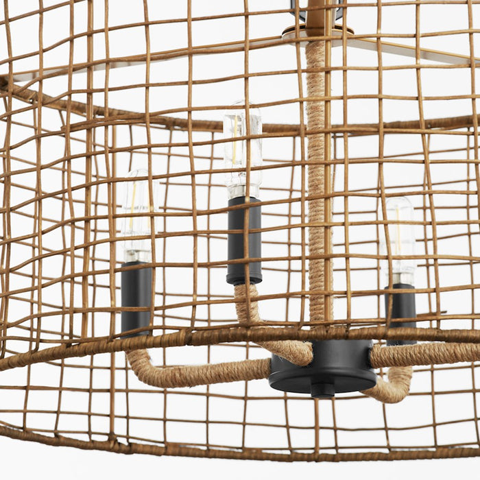 Quorum Abaca 4Lt Pendant, Matte Black