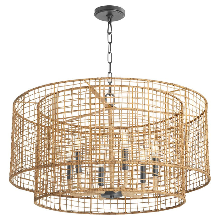 Quorum Abaca 6Lt Pendant, Matte Black