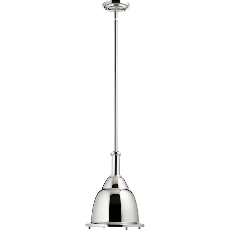 Quorum 1 Light 10.5' Pendant, Polished Nickel