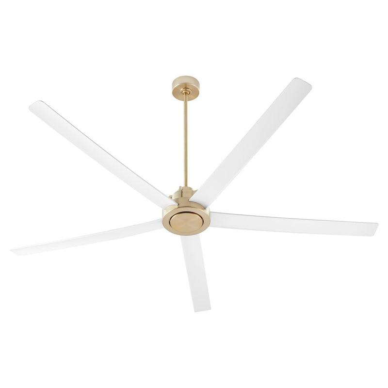 Quorum Revel 80" Patio Fan, Aged Brass/Studio White