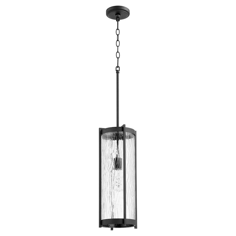 Quorum 1 Light Pendant, Noir/Clear Chisseled Glass