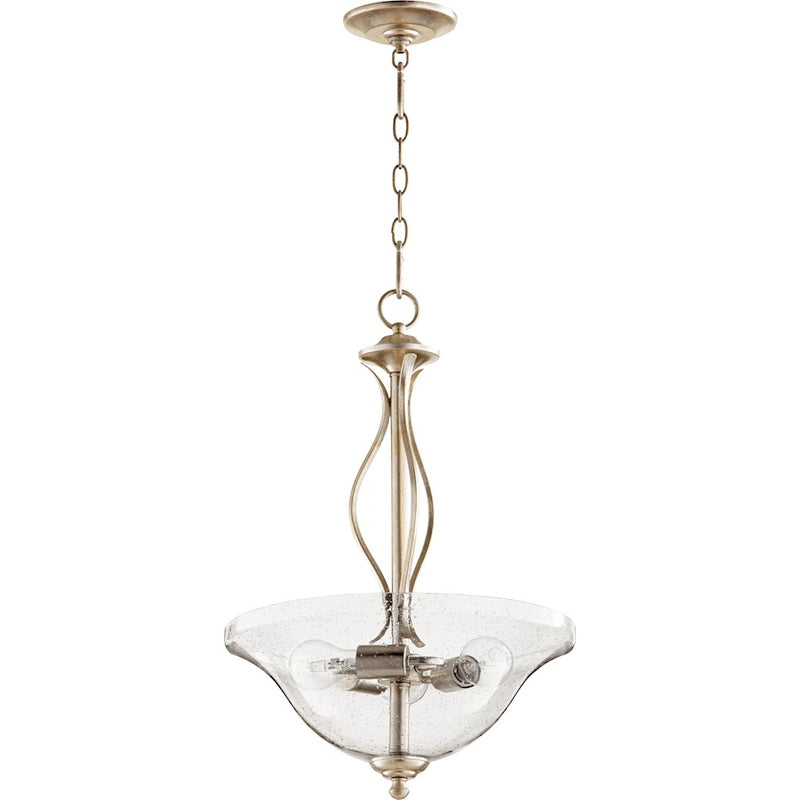 Quorum Spencer 3 Light 15.75' Pendant, Silver/Clear Seeded