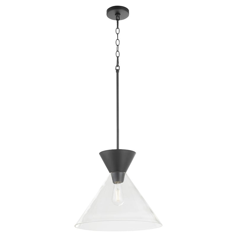 Quorum Beldar Pendant, Matte Black/Clear Glass/Clear