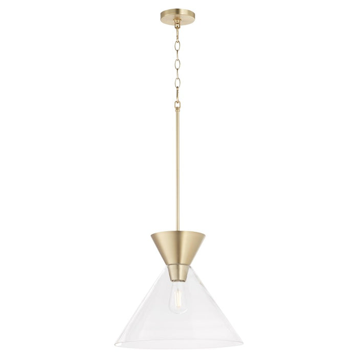 Quorum Beldar Pendant, Aged Brass/Clear Glass/Clear