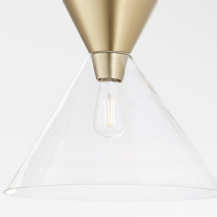 Quorum Beldar Pendant, Aged Brass/Clear Glass/Clear