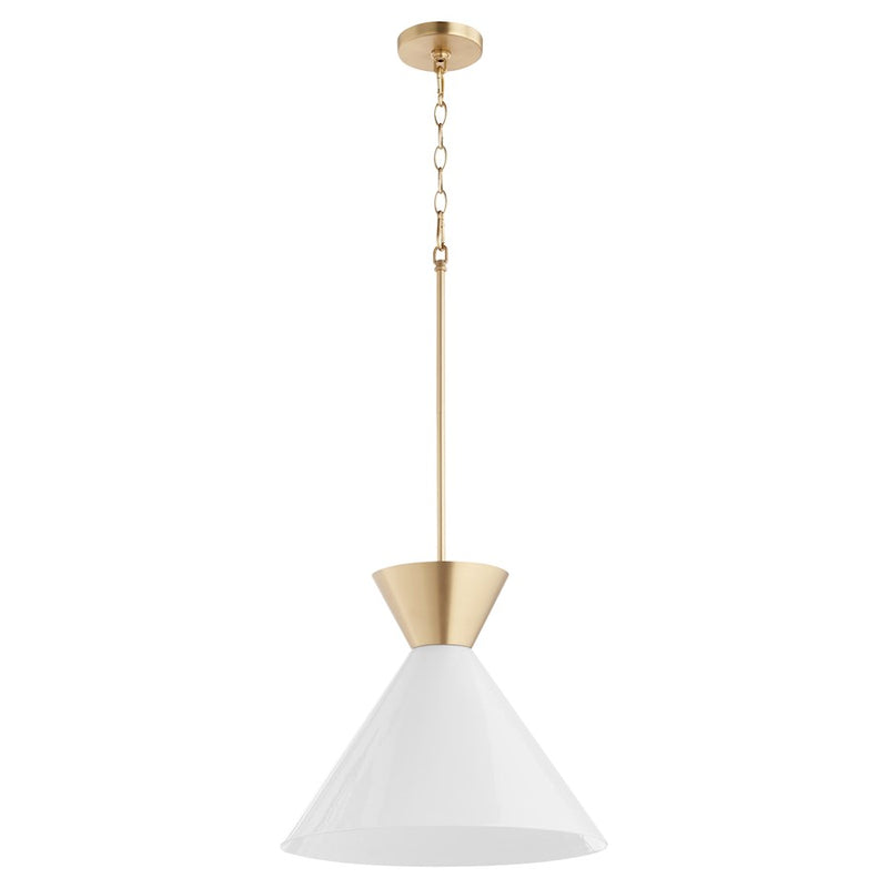 Quorum Beldar Pendant, Aged Brass/Gloss Opal/Opal - 8119-80