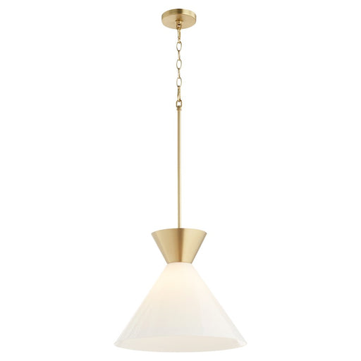 Quorum Beldar Pendant, Aged Brass/Gloss Opal/Opal