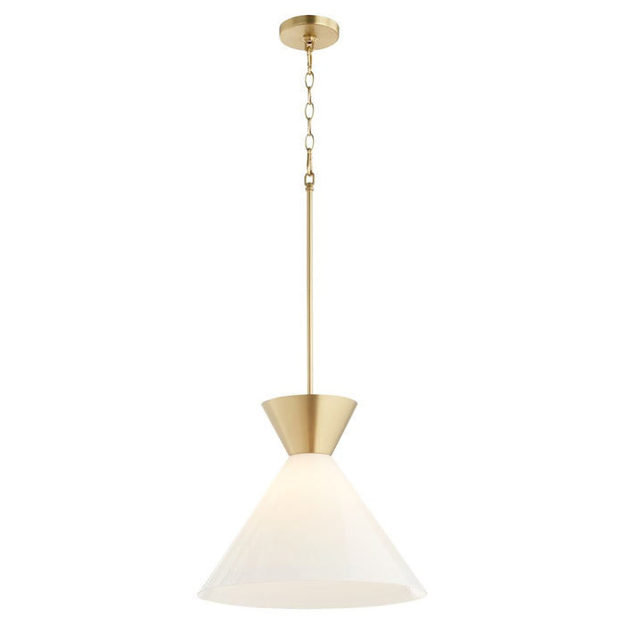 Quorum Beldar Pendant, Aged Brass/Gloss Opal/Opal