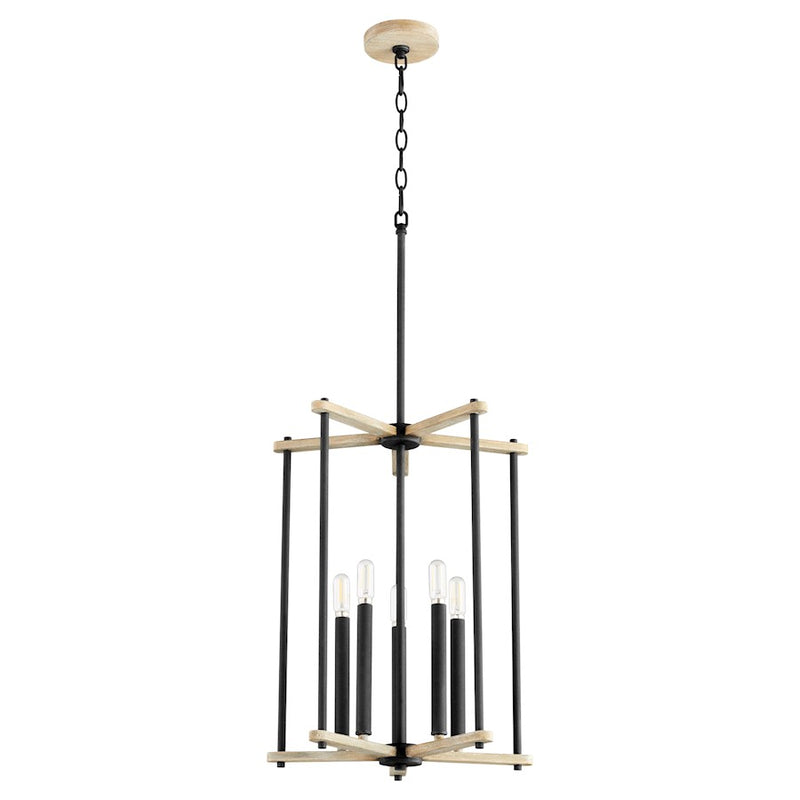 Quorum Silva 5 Light Entry, Noir and Weathered Oak Finish