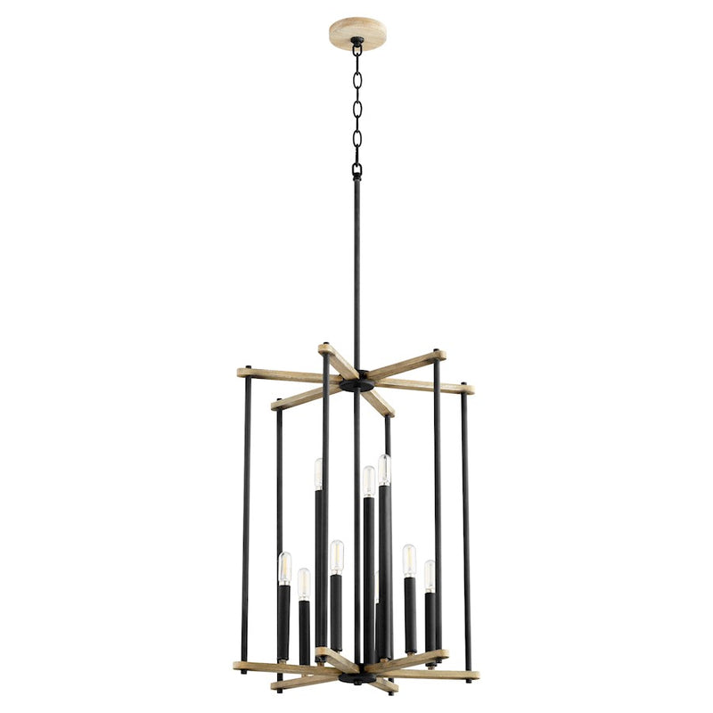 Quorum Silva 9 Light Entry, Noir and Weathered Oak Finish