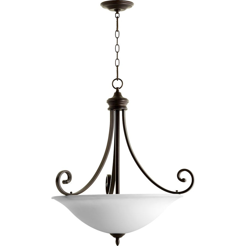 Quorum Bryant 4 Light 27.5' Pendant, Oiled Bronze/Satin Opal