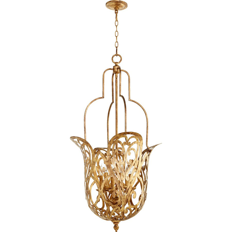 Quorum Lemonde 6 Light Pendant in Vintage Gold Leaf