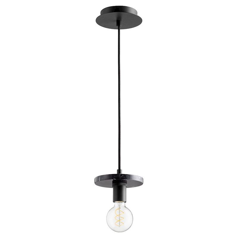 Quorum 1 Light Pendant, Noir and Black Marble