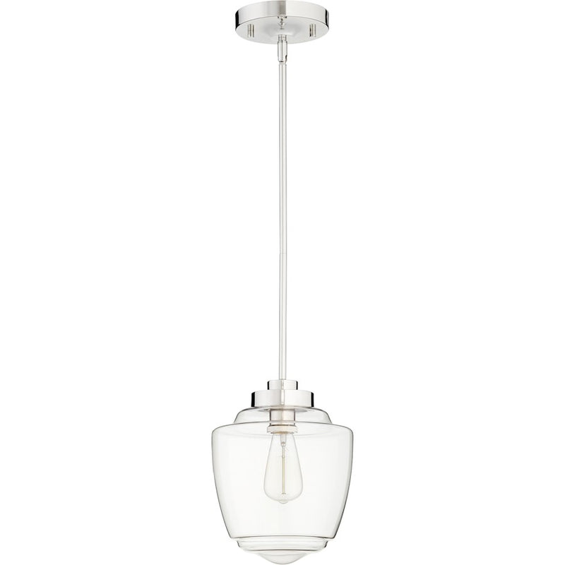 Quorum 9" Clear Acorn Pendant, Polished Nickel